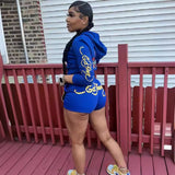Women Co-Ord Set Spring and Summer Tide Printing Long Sleeve Shorts Suit