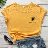 Cute Bee Kind Pocket Print T-shirt Funny Women Inspirationa