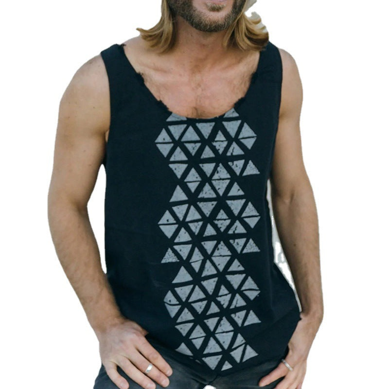 Men T Shirt Summer Printed Men's Vest