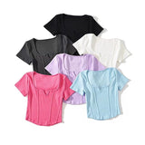 Women T-Shirt T-shirt Women's Summer Short Sleeve Skinny V-neck Top
