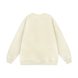 Men Hoodie Flocking Embroidered Kitten round Neck Sweater