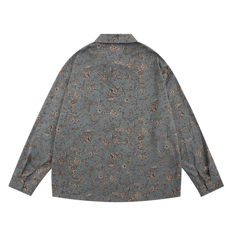 Men Long Sleeved T Shirt Men's Loose Casual Retro Spring and Autumn Lapel Long Sleeve Shirt