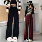 Palazzo Pants Maillard Brown Wide-Leg Pants Chenille Casual Pants