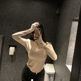 Women Long Sleeve Shirt Crew Neck Bottoming Shirt Long Sleeve
