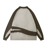 Men Hoodie Lapel Sweater Men's Color Matching Half-Open Collar Letter Printed Sweatshirt