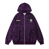 Men Hoodie Full of Graffiti Printed Hoodie Men's Two-Way Zipper Cardigan Sweater