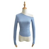 Women's T-Shirt Long-Sleeved T-shirt Women's Autumn Slim-Fit Pleated Bottoming Shirt Top