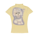 Women T-shirt Printed Short-Sleeved T-shirt Casual Slim-Fit Figure Flattering Top