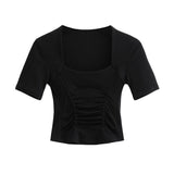 Women T-shirt Summer Slimming Short Sleeve Slim Fit T-shirt