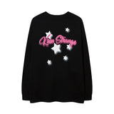 Men Long Sleeve Shirt Graffiti Necklace Personalized Couple Long Sleeve T-shirt Bottoming Men and Women