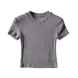 Women's T-Shirt Summer round Neck Tight Short-Sleeved T-shirt