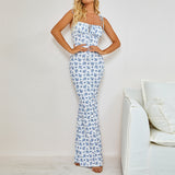 Women Dresses Summer Sexy Backless Tied Spaghetti-Strap Long Dress