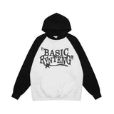 Men Hoodie Letter Printed Hoodie Raglan Sleeve Pullover Loose Hoodie Spring and Autumn