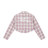 Men Long Sleeved T Shirt Plaid Letters Embroidered Shirt Coat Ins Leisure Cargo