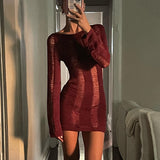 Women Sweater Dress Long Sleeve Sexy Tight Wool Spring and Summer Women's Clothing Dress