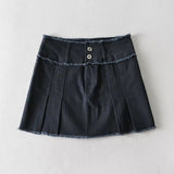 Women Skirt Raw Edge Denim Skirt Women's Retro