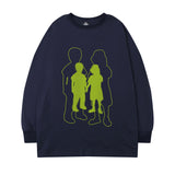 Men Long Sleeve Shirt Printed Long Sleeve T-shirt Men's and Women's Casual Smiley round Neck Top