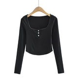 Women T-Shirt Long-Sleeved T-shirt Women's Short Autumn