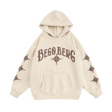 Men Hoodie Puff Print Cross Letter Hooded Sweater