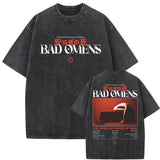 Washed Vintage Bad Omens Print T-shirt Funny Moth