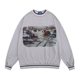 Men Hoodie Spring and Autumn Loose round Neck Sweater Men's Casual Long Sleeve Printed