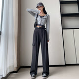 Palazzo Pants Retro Wide-Leg Pants Women's Casual Solid Color High Waist