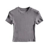 Women Cotton T Shirt Summer round Neck Short Sleeves