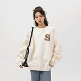 Unisex Hoodie Flower Casual Loose round Neck Sweatshirt Men's Coat