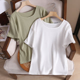 Women's T-Shirt-Color Short-Sleeved T-shirt Women's Ins Top All-Matching T-shirt Spring and Summer