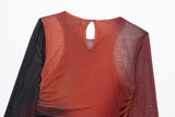 Women T-Shirt Autumn New Printed Silk Net Women's T-shirt Top