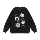 Men Hoodie Puppy Printed Crew Neck Sweatshirt Men