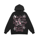 Men Hoodie XINGX Letter Print Sweatshirt Men's Hip Hop Rock Wash Pullover Hoodie