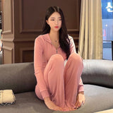 Women Long Sleeve Shirt Suit Sweater Long Sleeve Women's Trousers Casual
