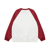 Men Hoodie Color-Block Raglan Sleeves round Neck Men's Casual Loose Long Sleeve