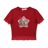Women T-shirt Short-Sleeved T-shirt Women's Summer Printed round Neck