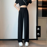 Palazzo Pants Gray High-Grade Suit Straight Narrow Wide-Leg Pants Draping Effect
