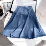 Women Skirt Spring High Waist Pure Color Mid-Length Skirt