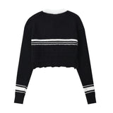 Women Sweater Short Knitwear for Girls Spring and Autumn round Neck