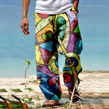 Men Pant Summer Print Loose Trousers Ethnic Style Casual Trousers