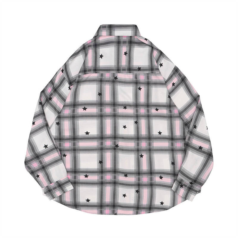 Men Long Sleeved T Shirt XINGX Plaid Long Sleeve Shirt Men's Loose Casual Top Spring and Autumn Shirt