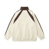 Men Hoodie Mixed Color Stripe Raglan Sleeve Stand Collar Sweater