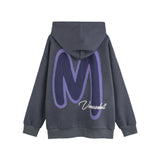 Men Hoodie Big M Letter Printed Hoodie Men's Loose Pullover Hoodie