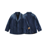 Unisex Jacket Autumn Retro Washed Striped Suit