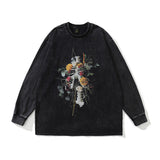 Men Long Sleeve Shirt Autumn Winter Street Printed Long Sleeve T-shirt Men's Hiphop Loose