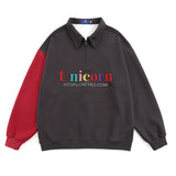 Men Hoodie Embroidered Letter Lapel Sweater Long Sleeve Polo Collar Pullover