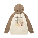 Men Hoodie Printed Pullover Hooded Sweater Men's Stitching Raglan Sleeve Sports Hoodie
