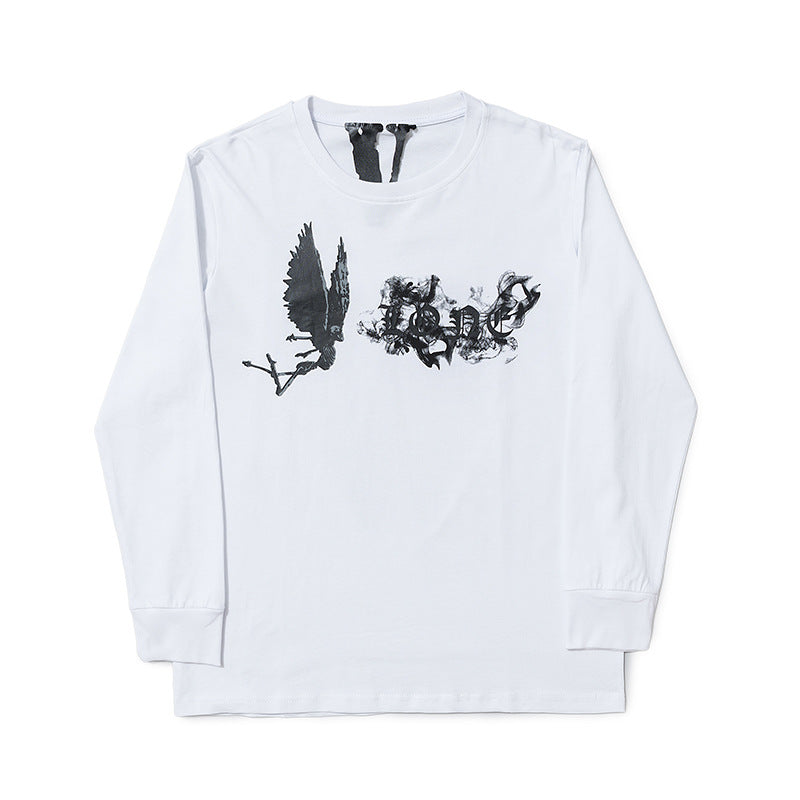 Palm Angle Sweatshirt Devil Angel Smoke Large V Print Couple Men and Women Loose Long Sleeve