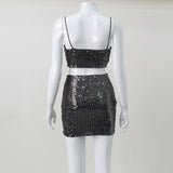Women Co-Ord Set Women's Sequins Bandeau Sling Suit