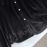 Women T-shirt Vintage Velvet Shirt Women Early Autumn Lace V-neck