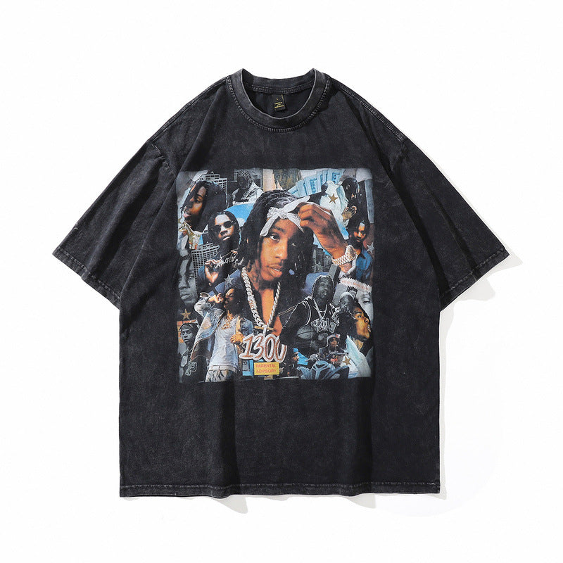 Men T Shirt Printed Short Sleeve T-shirt for Men and Women Hip Hop Loose